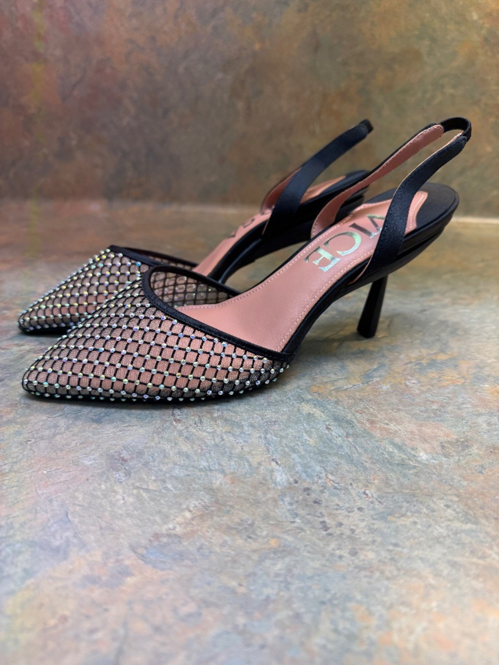 Vice Versa Everyday Heel in Crystal Mesh - Size 7.5 - Slingback